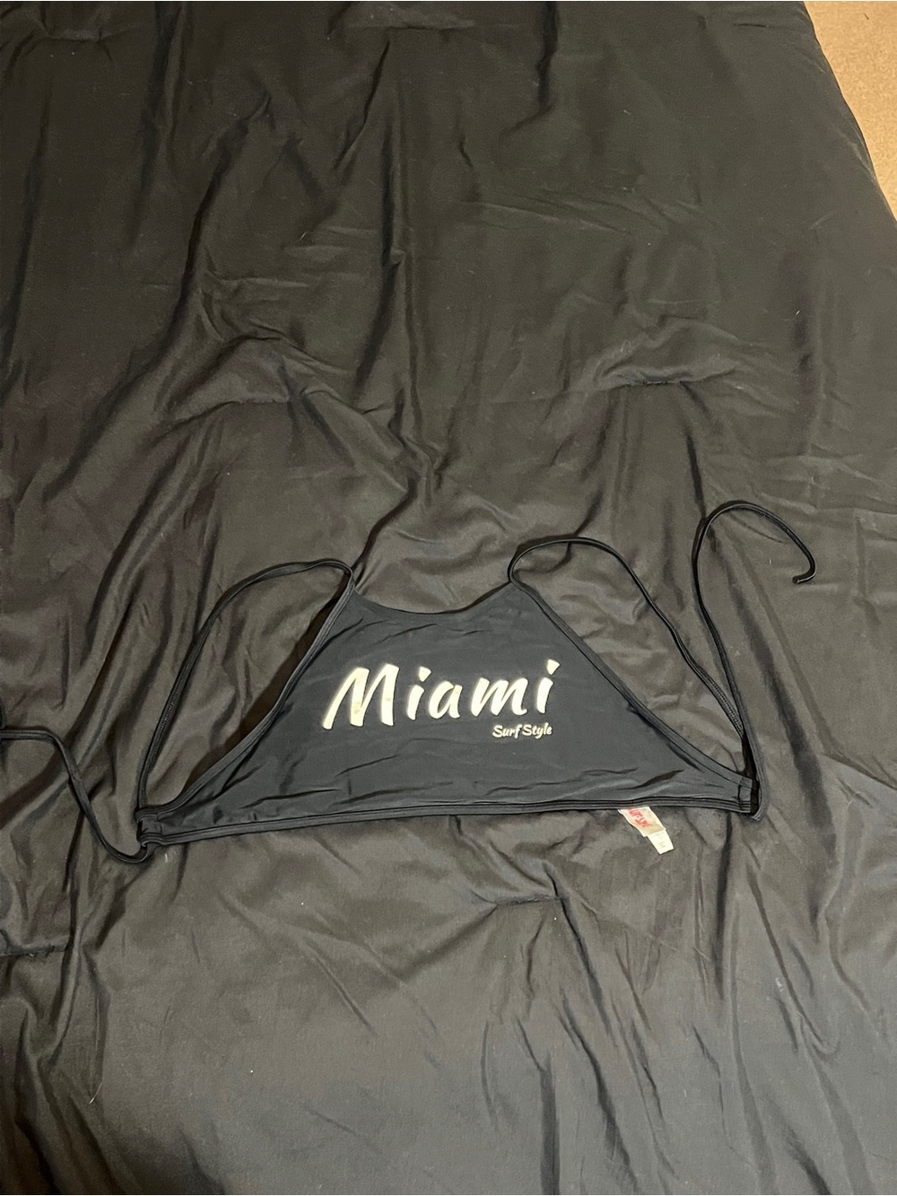 Surf Style Miami High-Neck Bikini Top- Black Halter Swim Crop- Size M